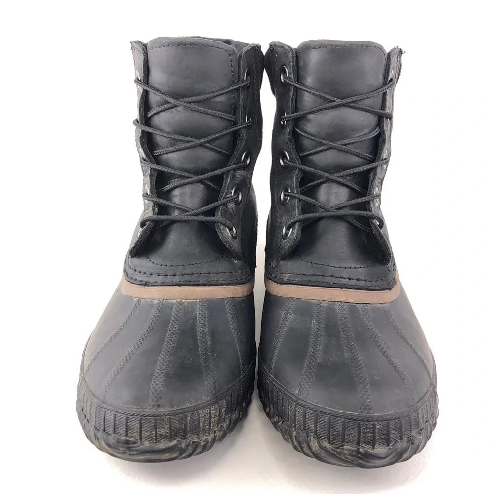 Sorel Cheyanne Lace Black Leather Winter Boots 8